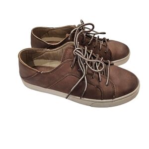 OLUKAI ONEO BROWN Leather Lace-up Sneaker Shoe